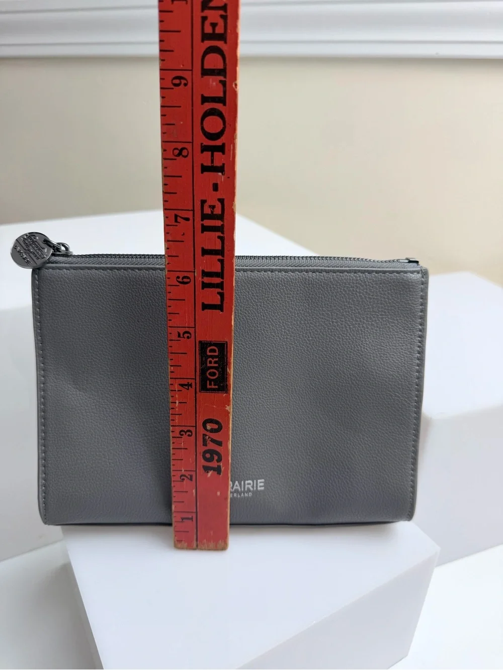La Prairie Switzerland Gray Zip Top Cosmetic Bag Makeup Pouch